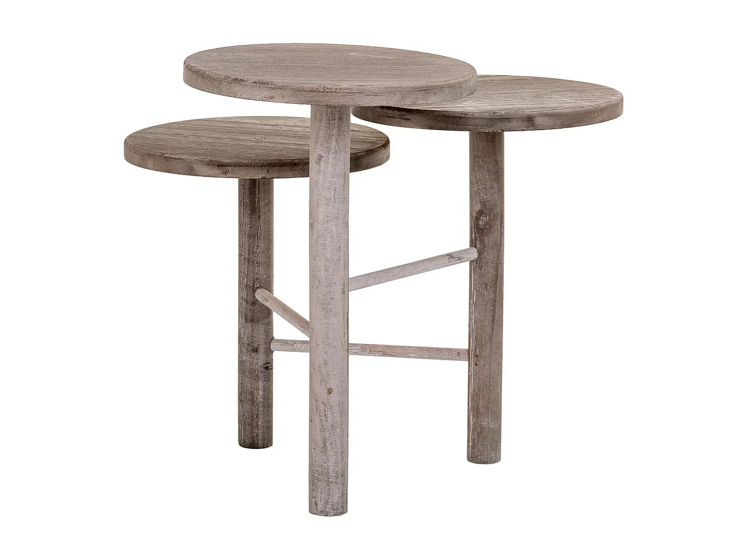 Supporto in legno per 3 vasi marrone d25x40/35/30h