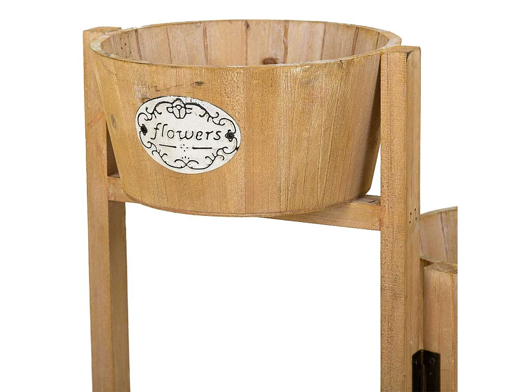 Suporte com 5 cestos de madeira castanhos 124x20x90,5