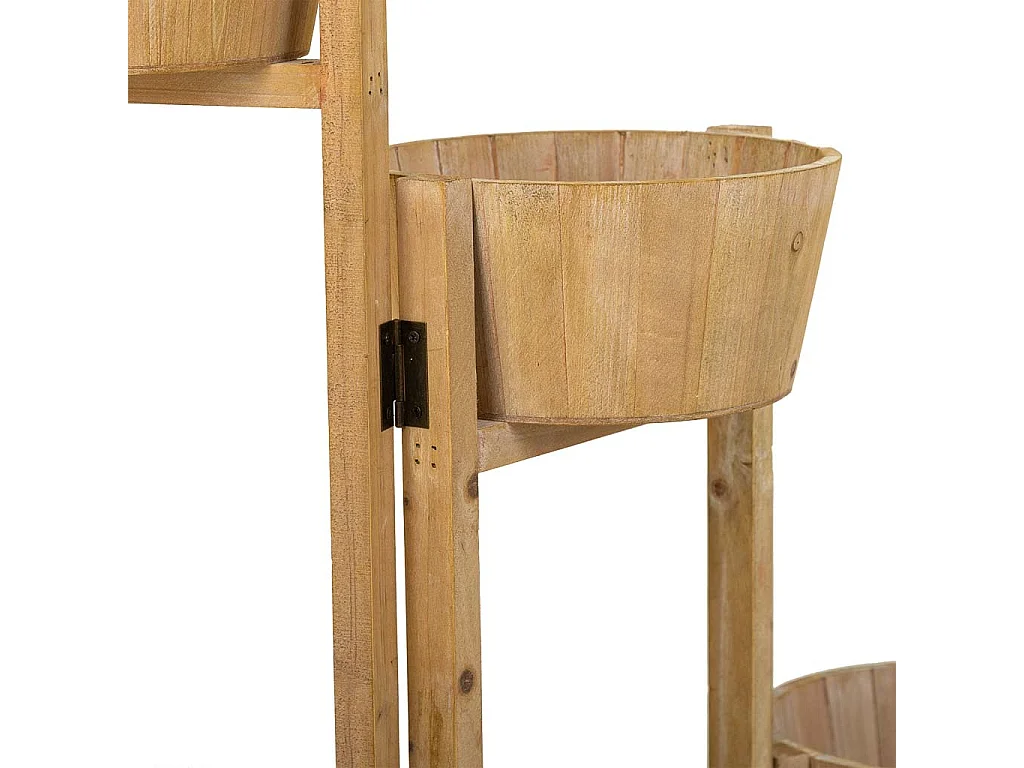 Suporte com 5 cestos de madeira castanhos 124x20x90,5