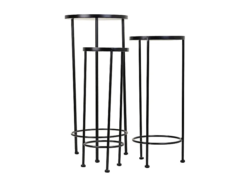 Set mit 3 schwarzen Mosaik- und Metallstützen