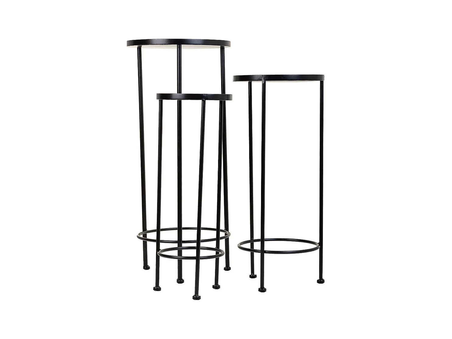 Ensemble de 3 supports en mosaïque et métal noirs