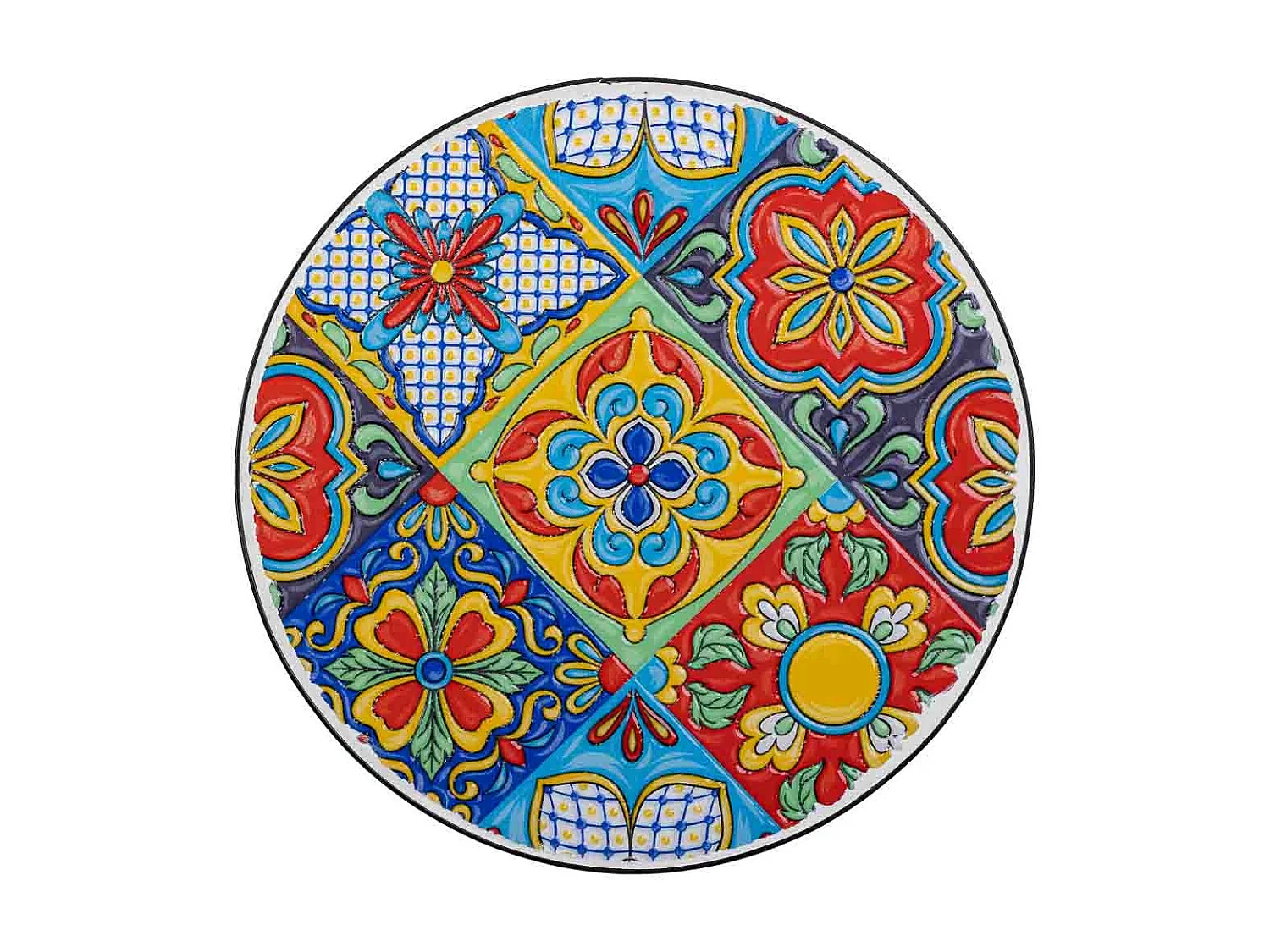 Set mit 3 Rot Mosaik- und Metallstützen
