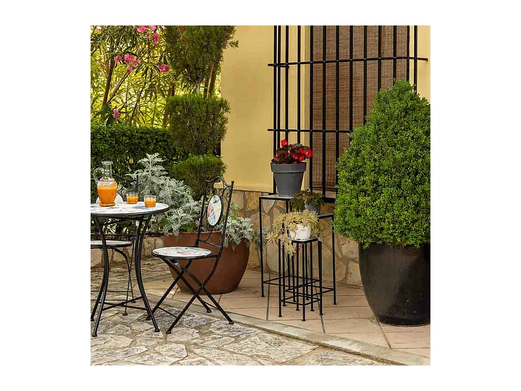 Ensemble de 3 supports de pots de fleurs en métal noir