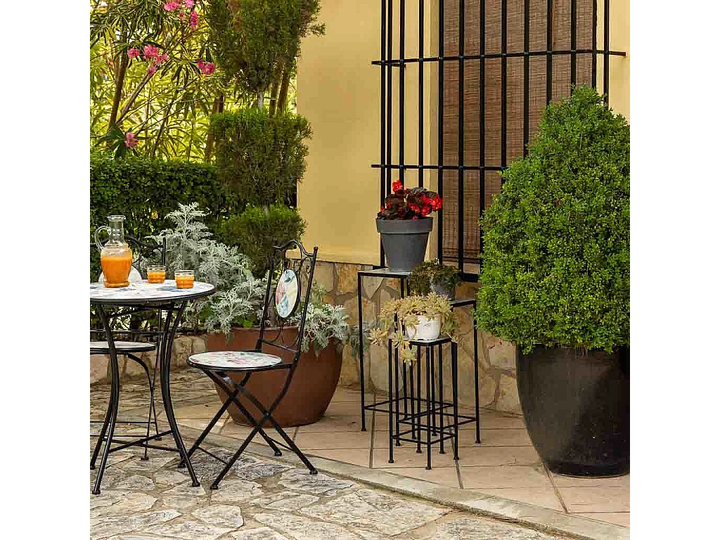 Ensemble de 3 supports de pots de fleurs en métal noir