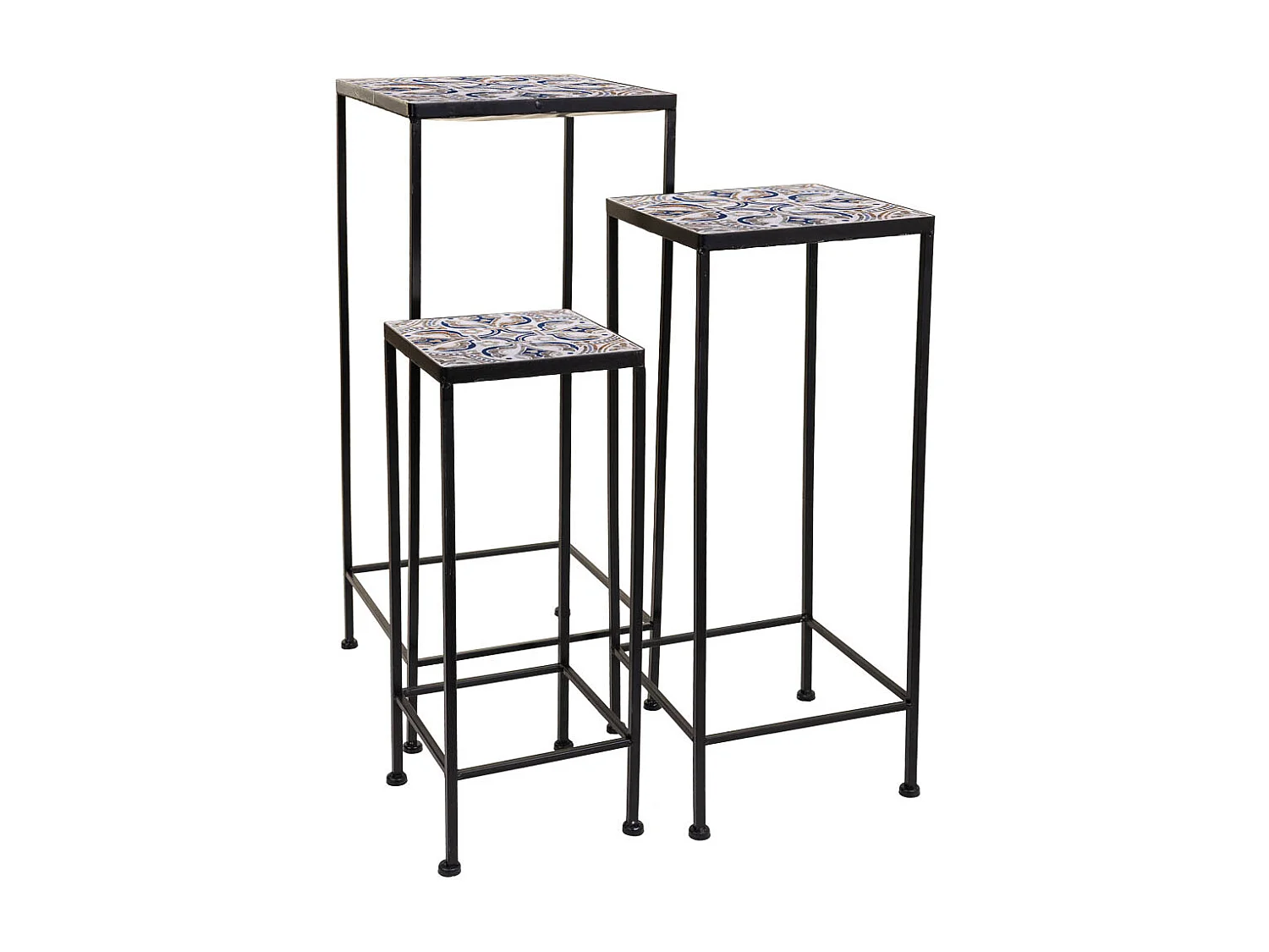 Ensemble de 3 supports de pots de fleurs en métal noir