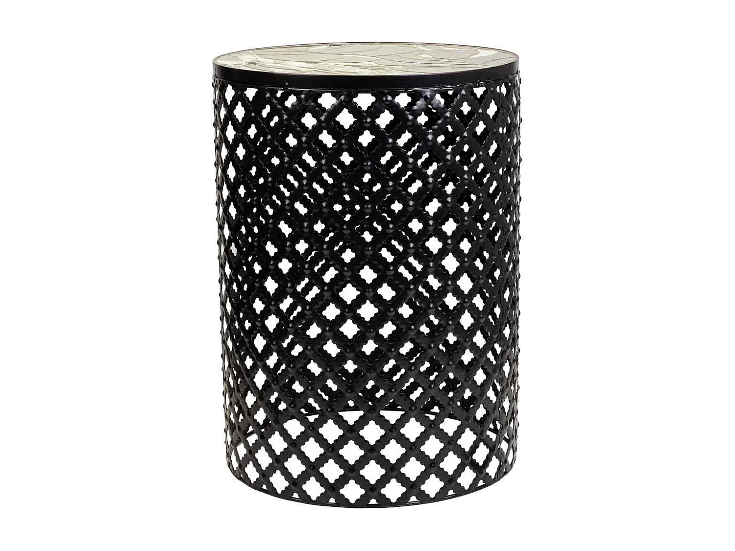 Set mit 2 schwarzen Mosaik- und Metallstützen