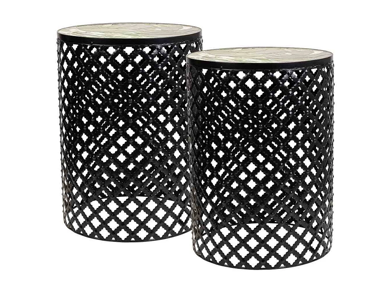 Conjunto de 2 suportes em mosaico preto e metal