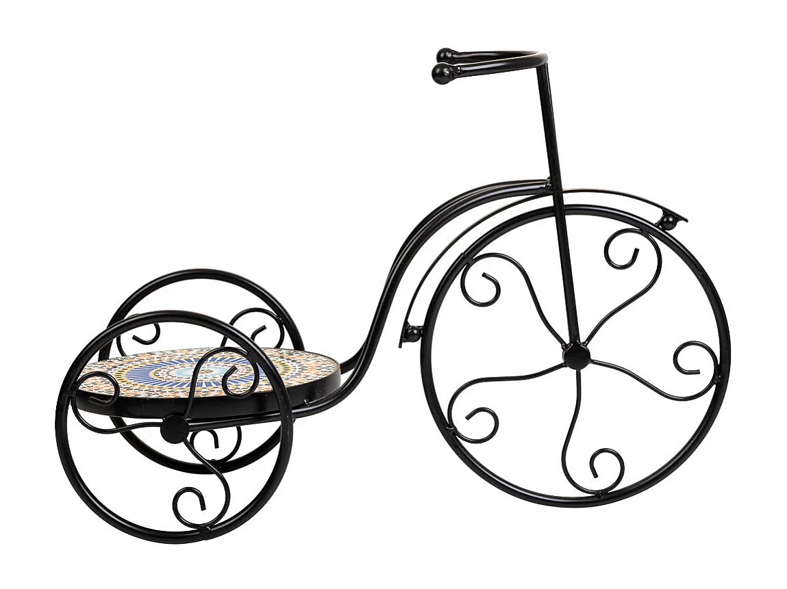 Fahrradständer aus schwarzem Mosaik und Schmiedeeisen 53x23,5x36h cm