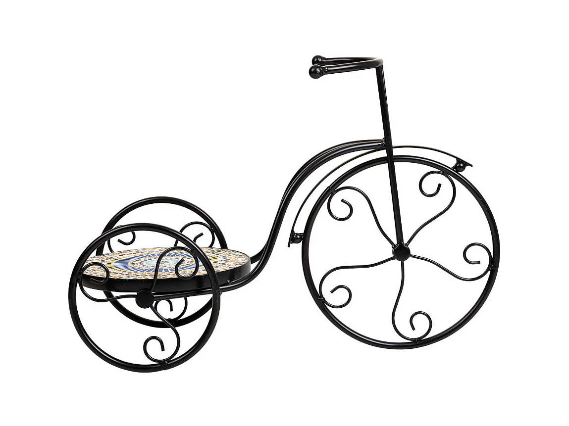 Support à vélo en mosaïque noire et fer forgé 53x23,5x36h cm