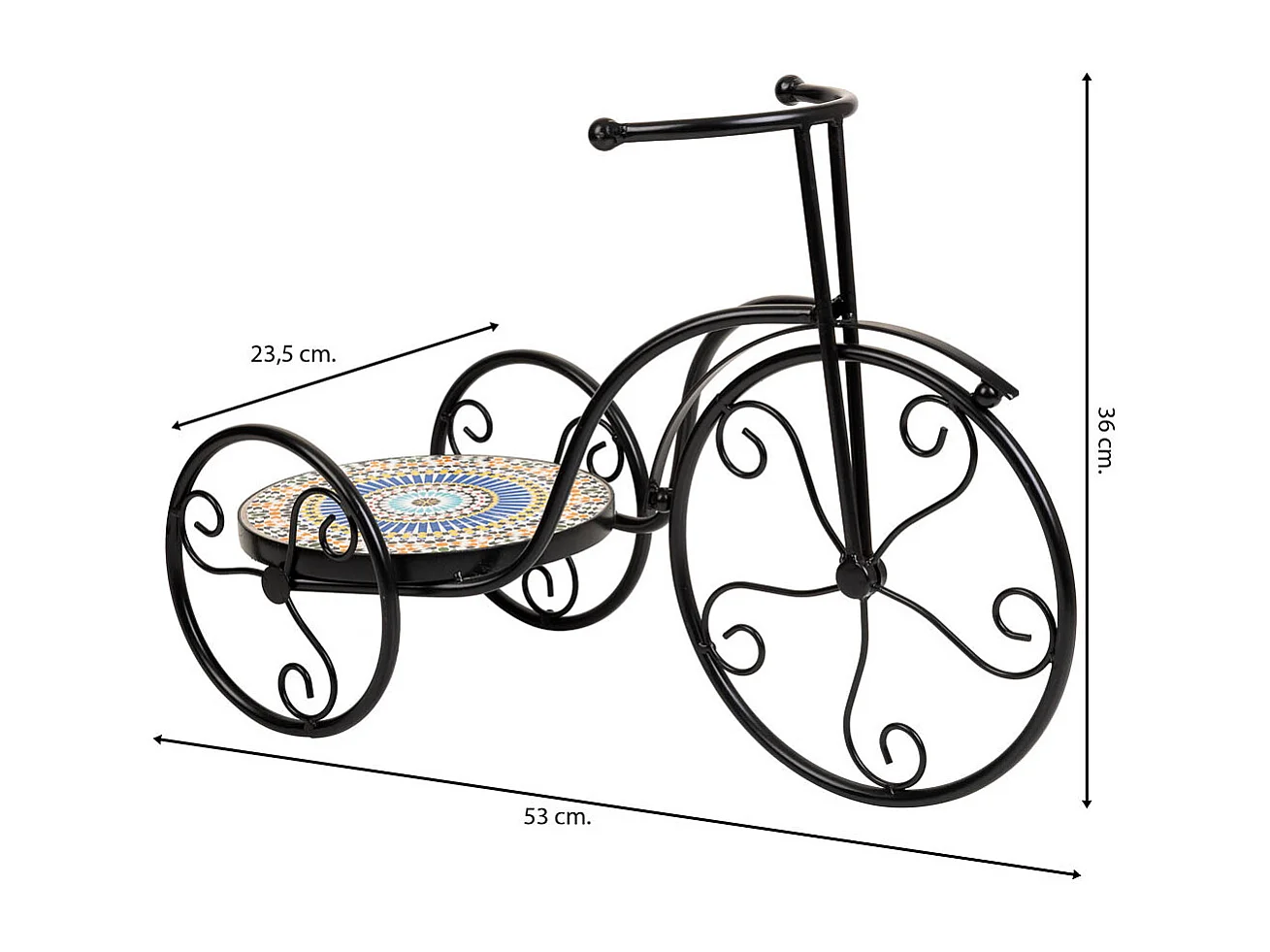 Fahrradständer aus schwarzem Mosaik und Schmiedeeisen 53x23,5x36h cm