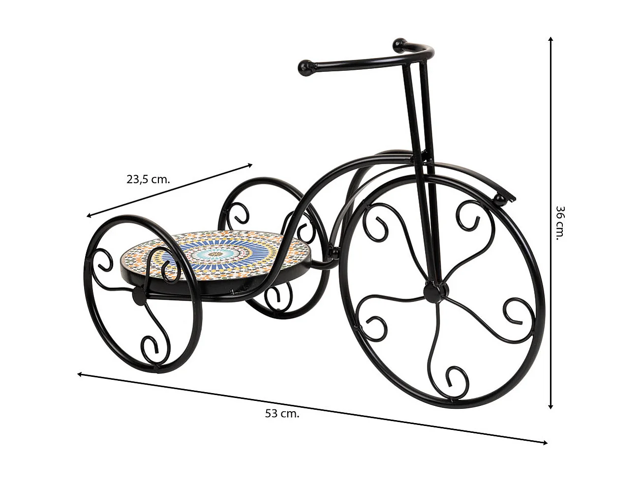 Fahrradständer aus Orange Mosaik und Schmiedeeisen 53x23,5x36h cm