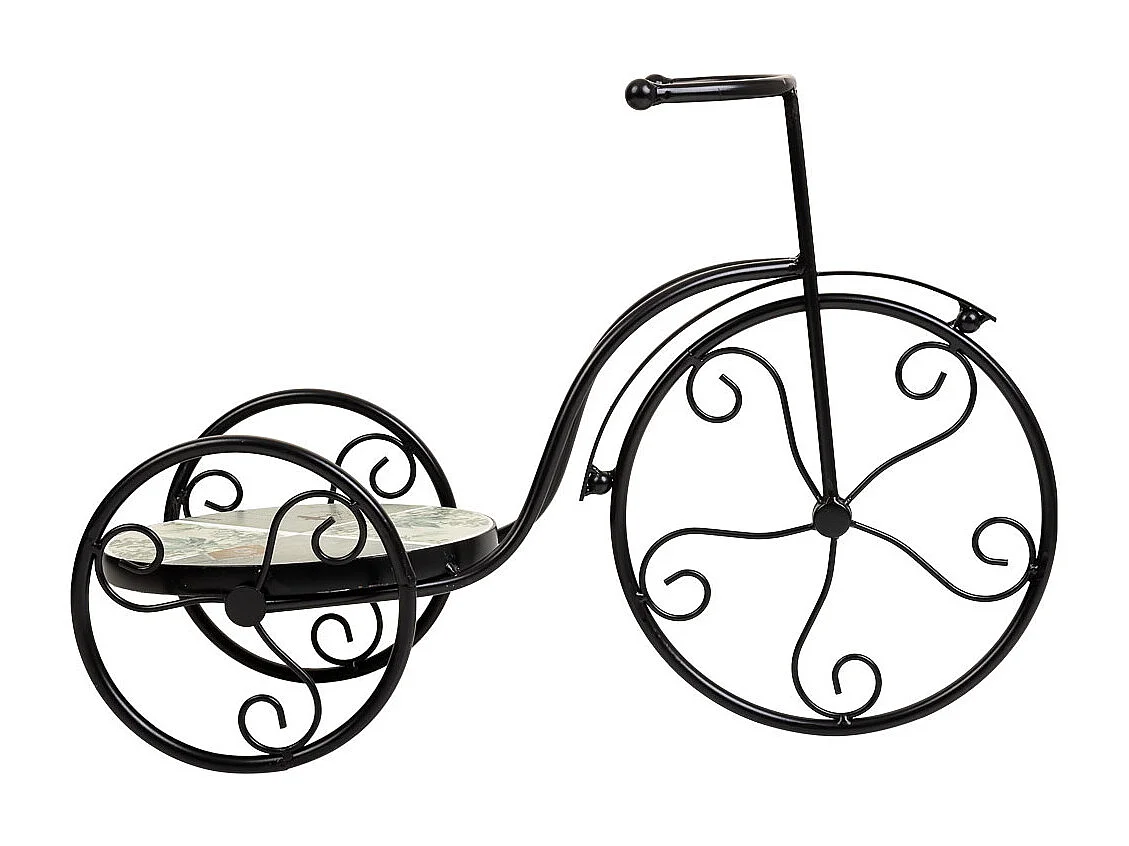 Fahrradständer aus schwarzem Mosaik und Schmiedeeisen, 53 x 23,5 x 36 h cm