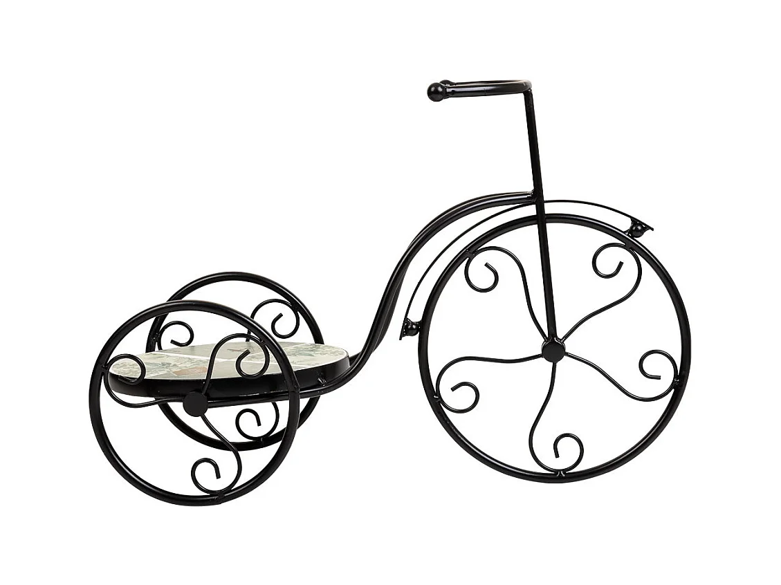 Support vélo en mosaïque et fer forgé noir 53x23.5x36h