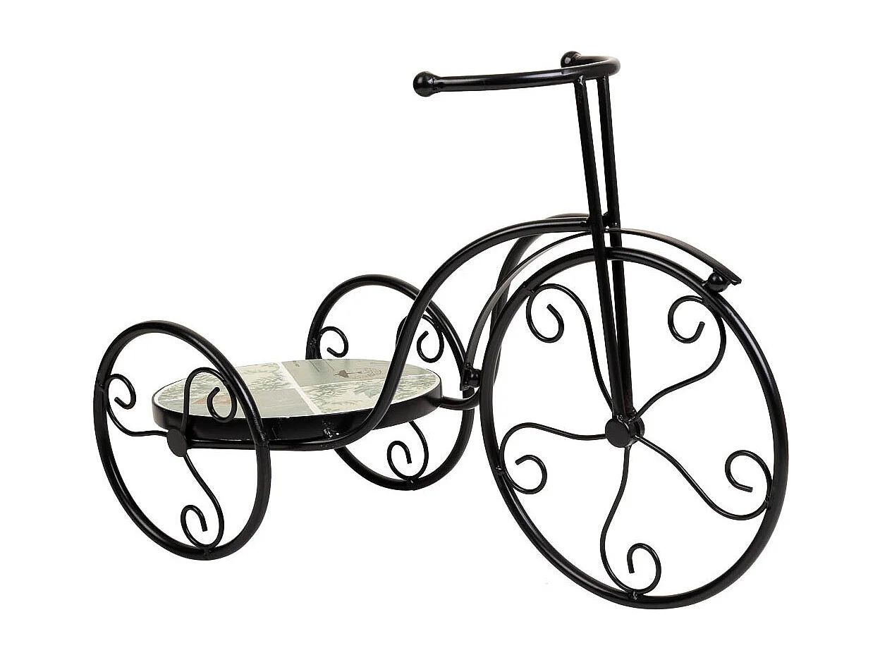 FahrradstÃ¤nder aus schwarzem Mosaik und Schmiedeeisen, 53 x 23,5 x 36 h cm