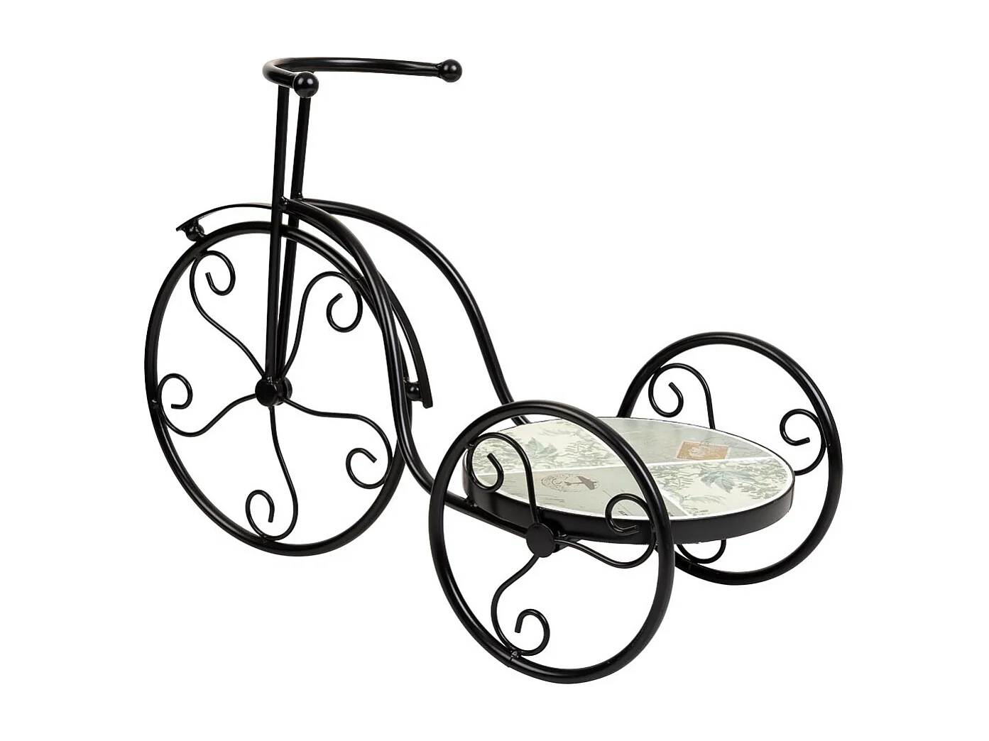 FahrradstÃ¤nder aus schwarzem Mosaik und Schmiedeeisen, 53 x 23,5 x 36 h cm