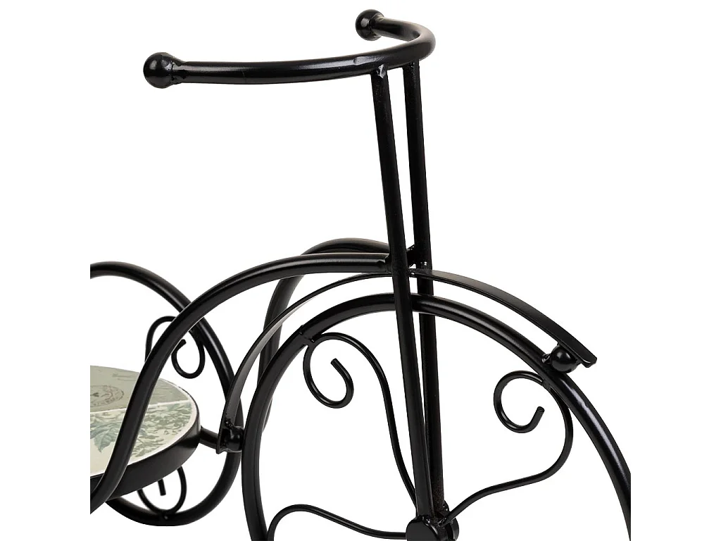 FahrradstÃ¤nder aus schwarzem Mosaik und Schmiedeeisen, 53 x 23,5 x 36 h cm