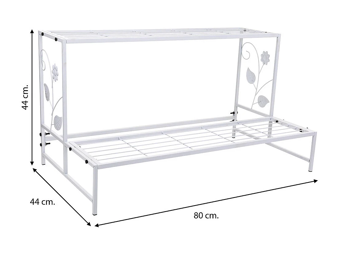 Blumentopfträger aus weißem Metall, 80x44x44h cm
