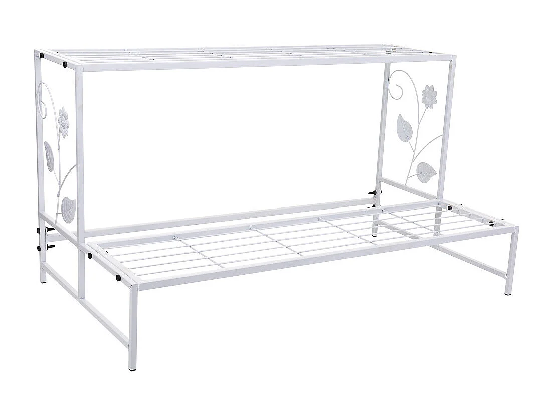 BlumentopftrÃ¤ger aus weißem Metall, 80x44x44h cm