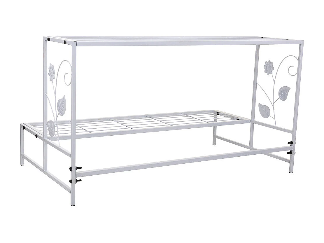 BlumentopftrÃ¤ger aus weißem Metall, 80x44x44h cm