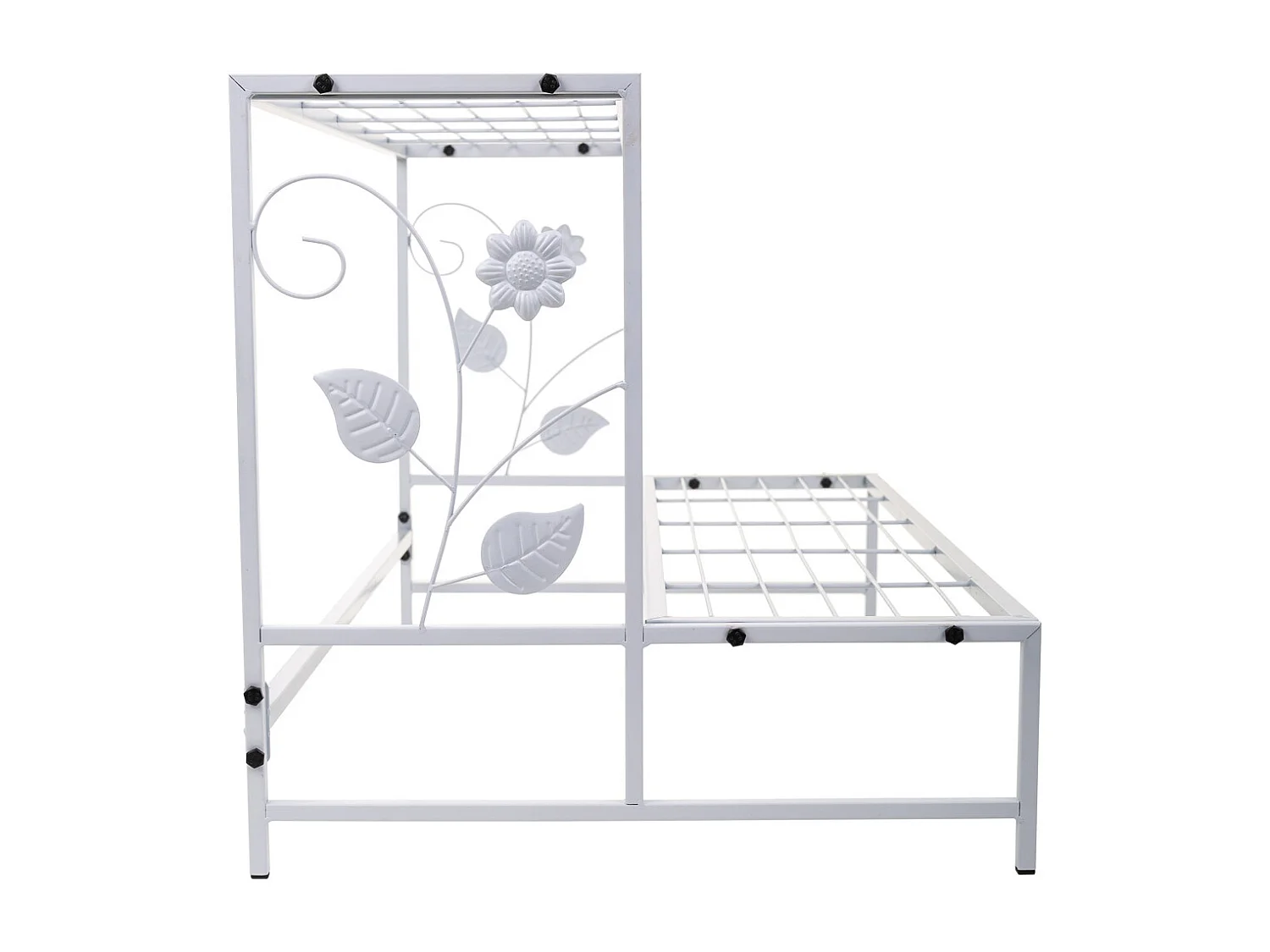 BlumentopftrÃ¤ger aus weißem Metall, 80x44x44h cm