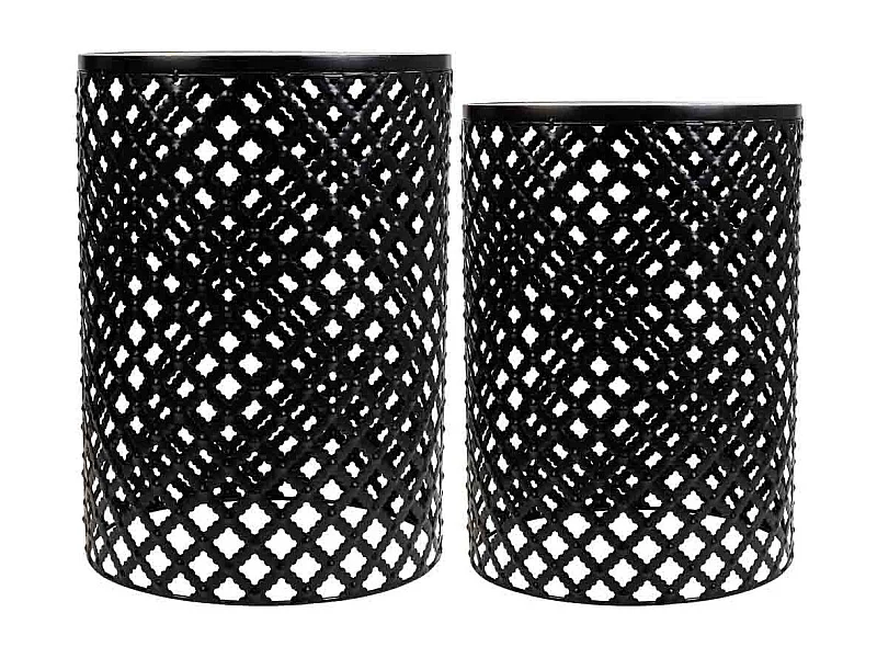 Set mit 2 schwarzen Mosaik- und Metallstützen