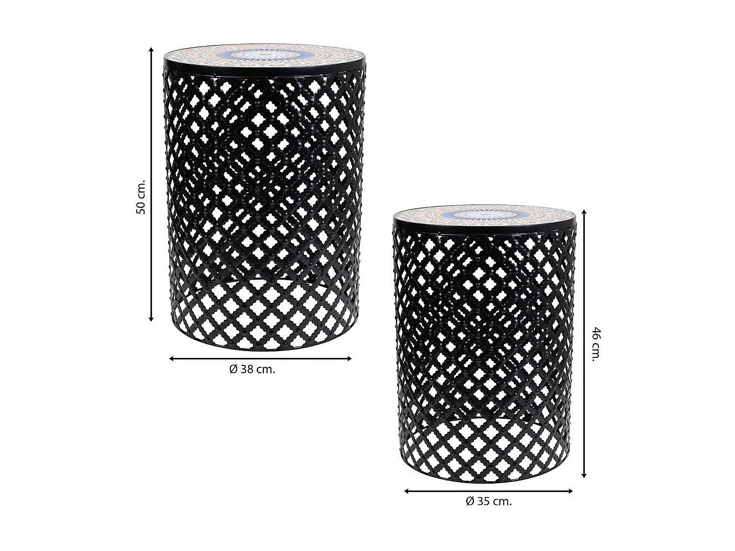 Set 2 soportes de mosaico y metal negros