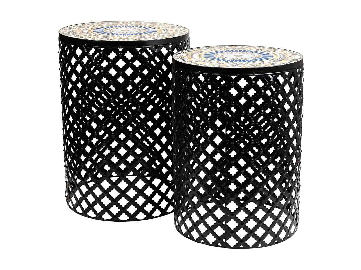 Set di 2 supporti in mosaico nero e metallo