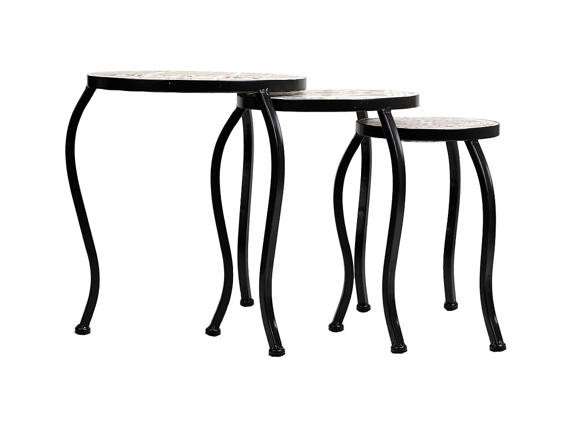 Set di 3 supporti in mosaico nero e metallo
