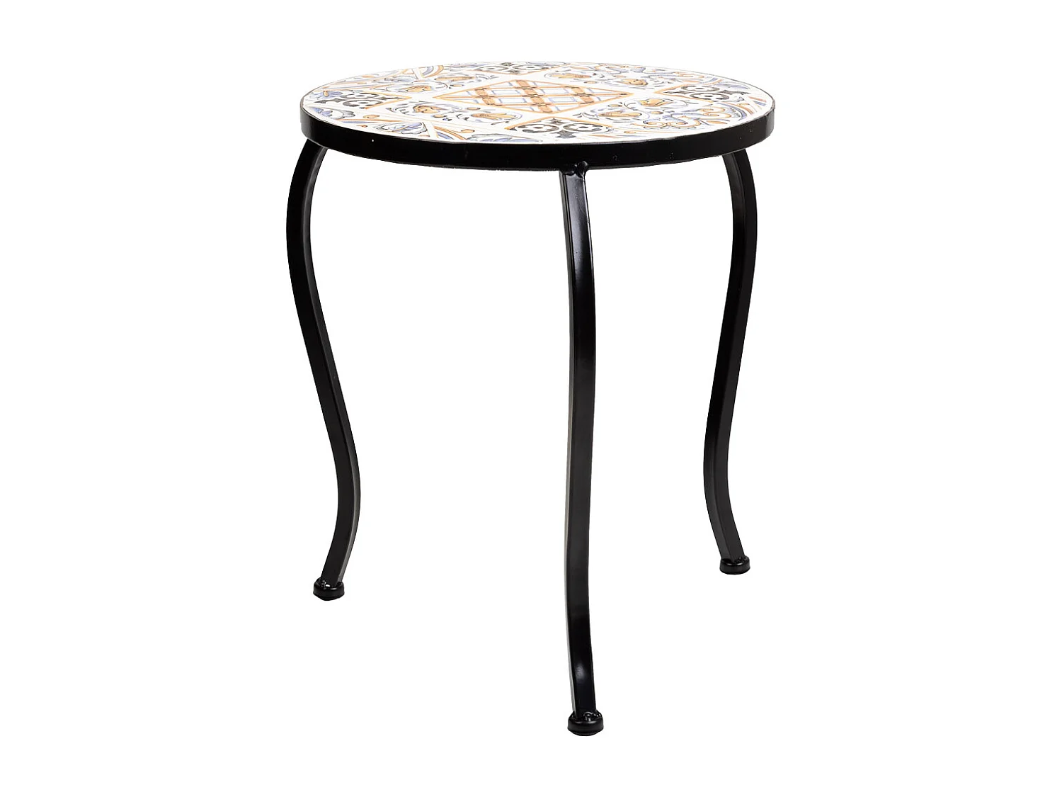 Set mit 3 schwarzen Mosaik- und Metallstützen