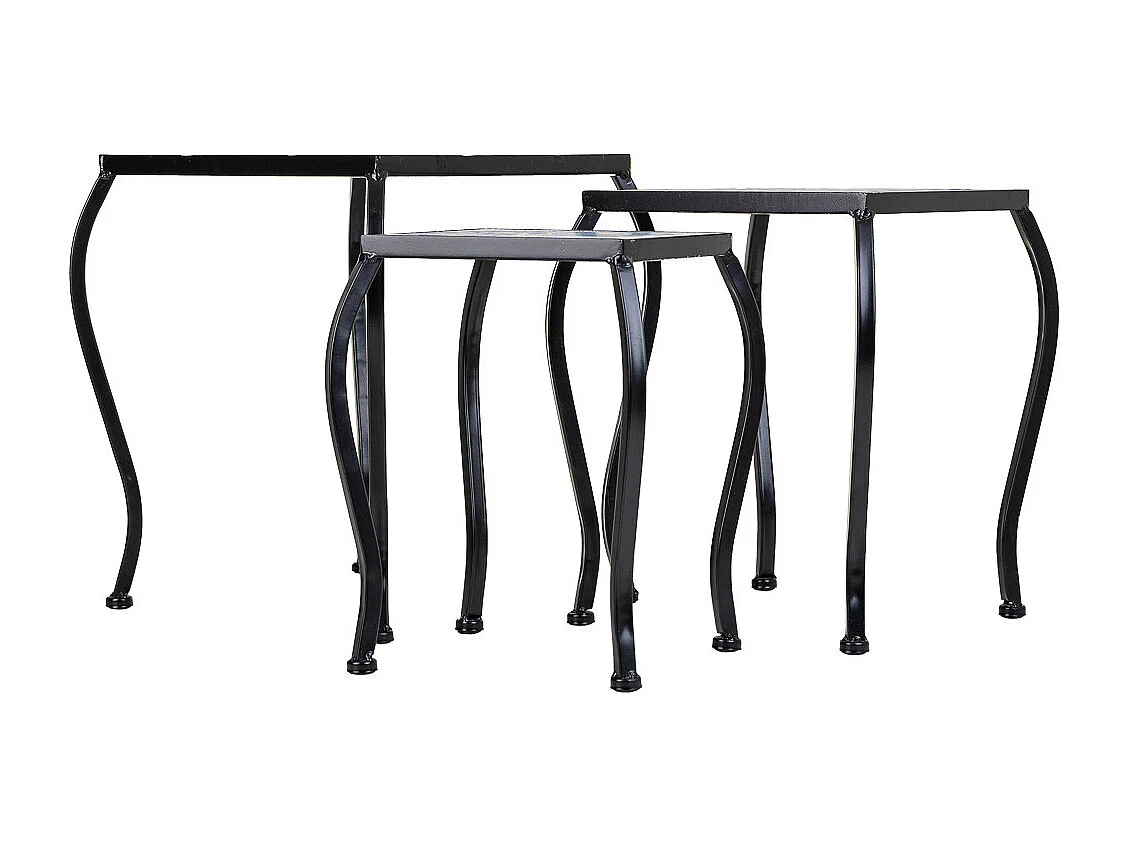 Ensemble de 3 supports en mosaïque et métal noirs