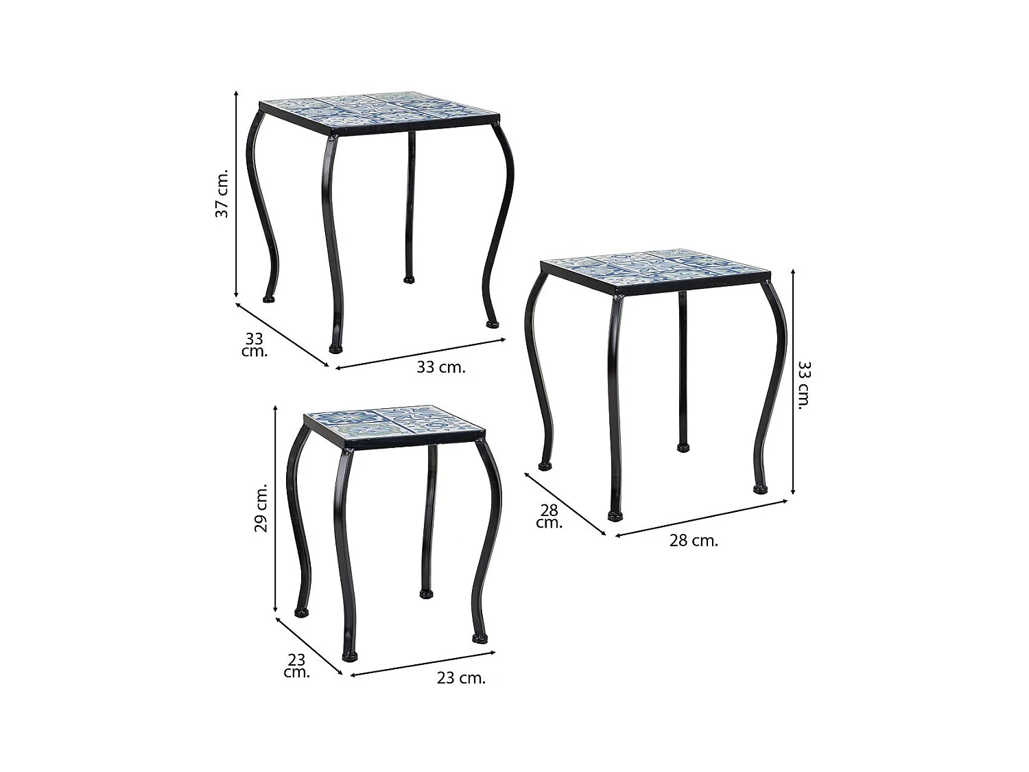 Set 3 soportes de mosaico y metal negros