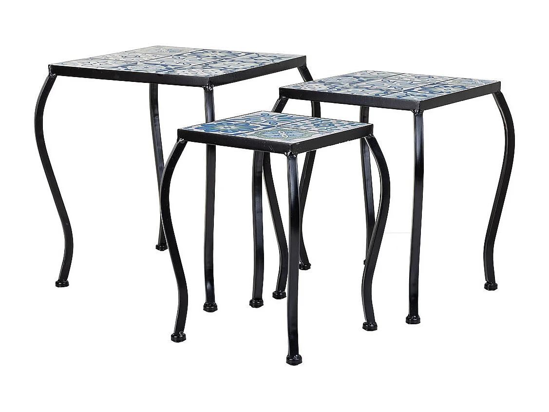 Set di 3 supporti in mosaico nero e metallo