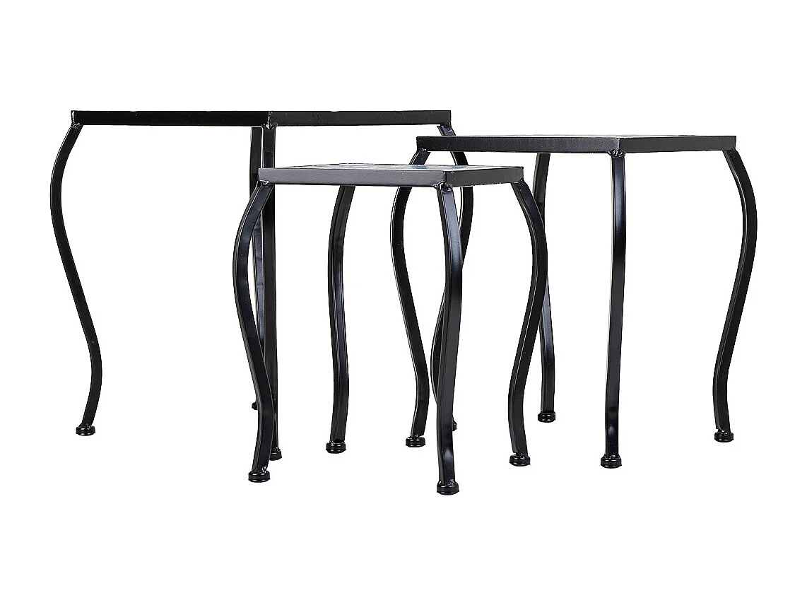 Set di 3 supporti in mosaico nero e metallo