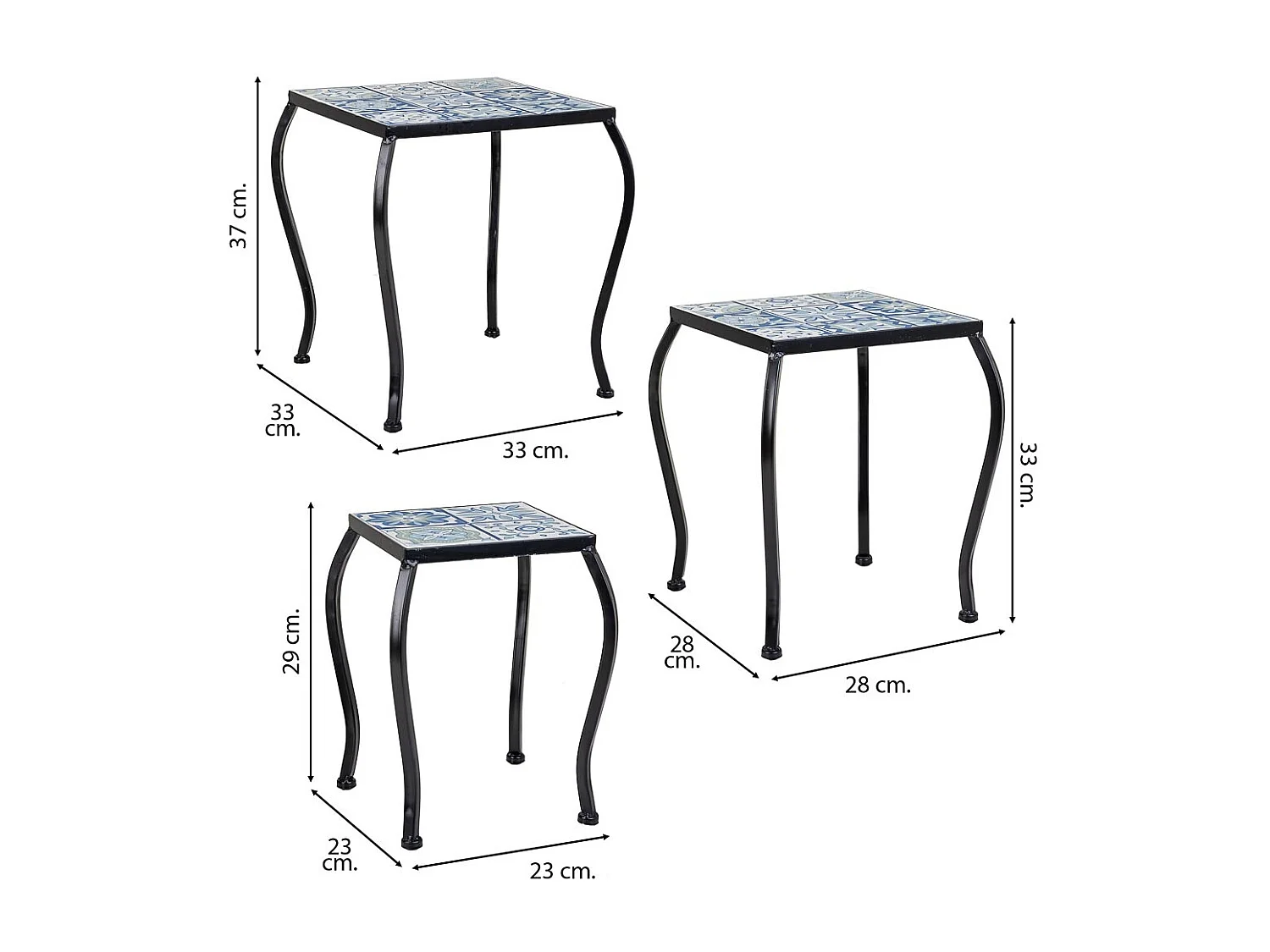 Set di 3 supporti in mosaico nero e metallo