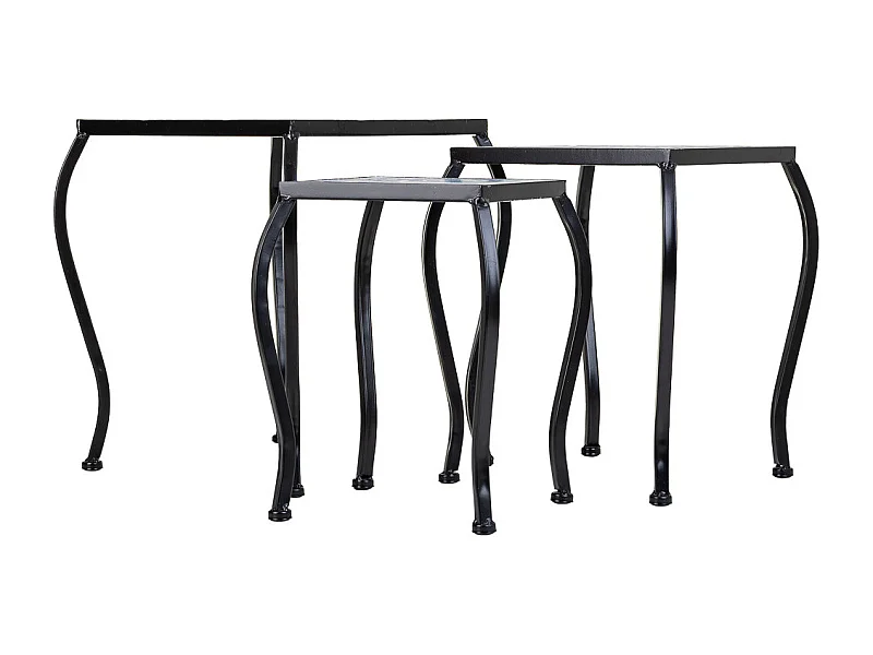 Conjunto de 3 suportes em mosaico preto e metal