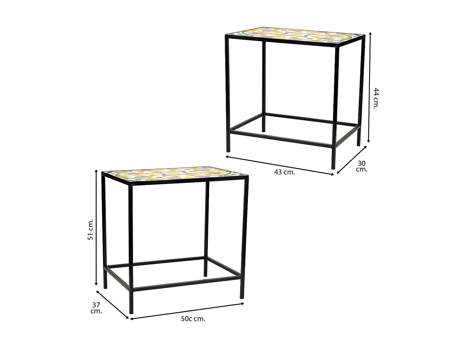 Set di 2 supporti in mosaico nero e metallo