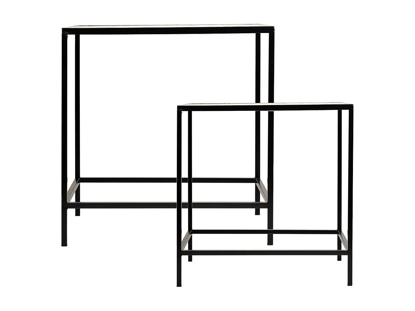 Set mit 2 schwarzen Mosaik- und Metallstützen