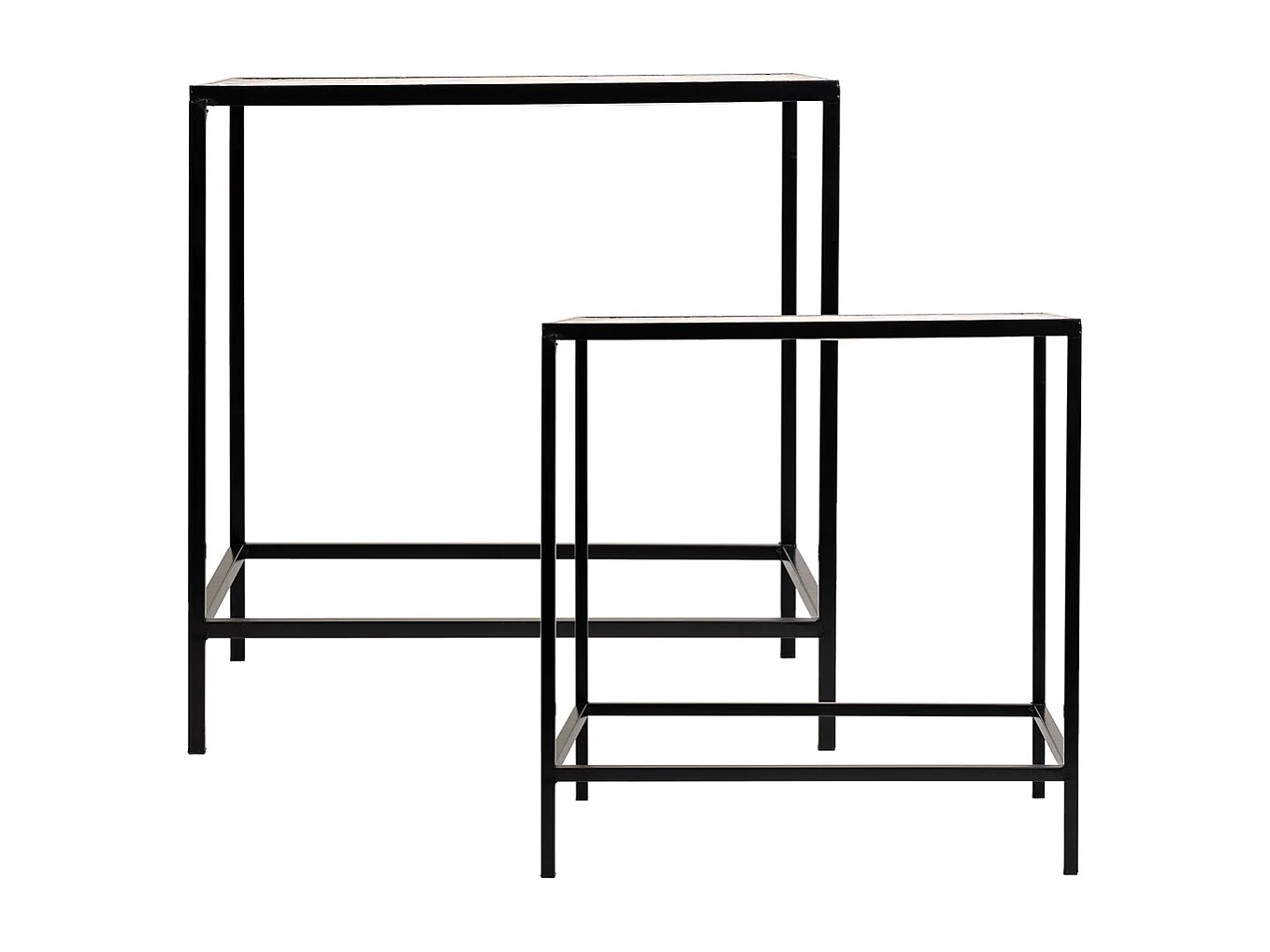 Set mit 2 schwarzen Mosaik- und Metallstützen