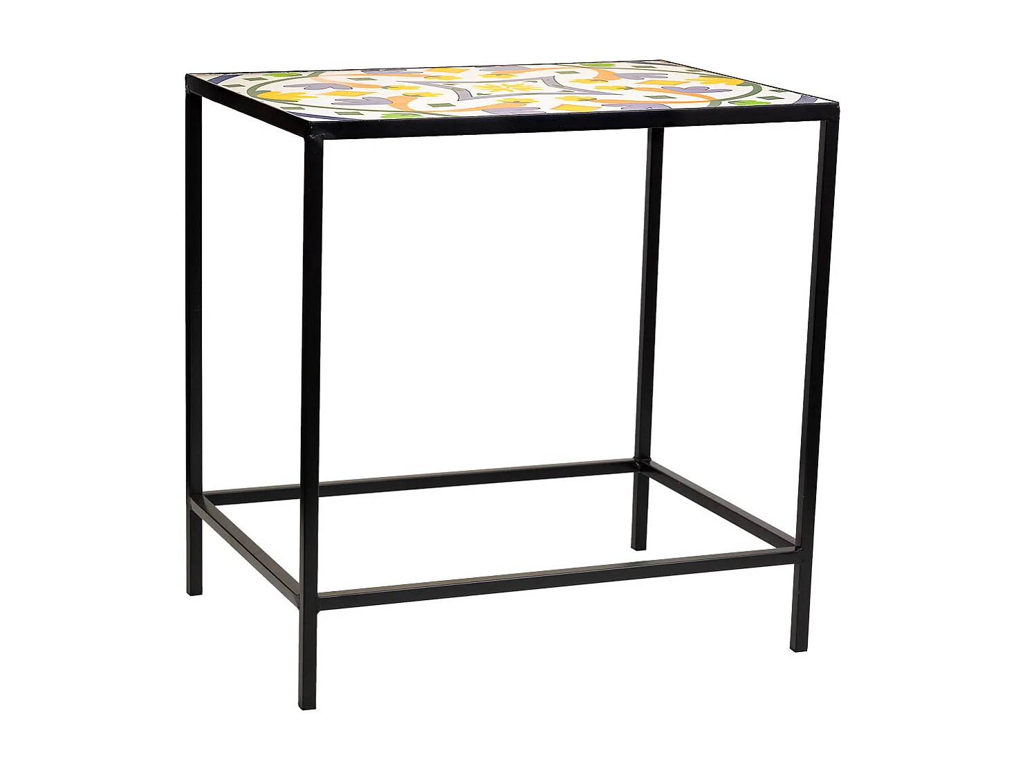 Set mit 2 schwarzen Mosaik- und Metallstützen