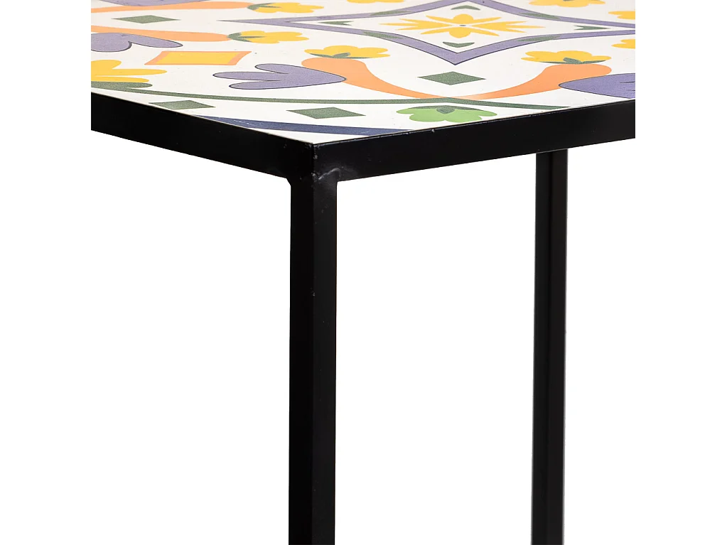Set mit 2 schwarzen Mosaik- und Metallstützen