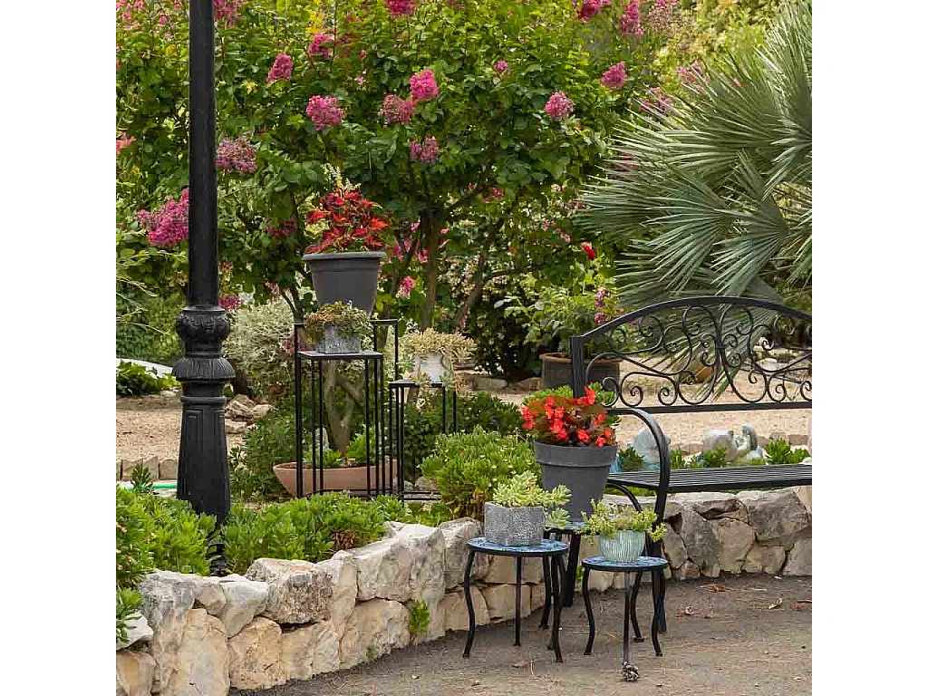 Ensemble de 3 supports de pots de fleurs en métal noir