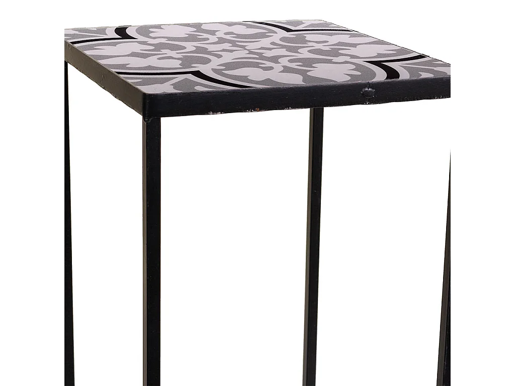 Ensemble de 3 supports de pots de fleurs en métal noir