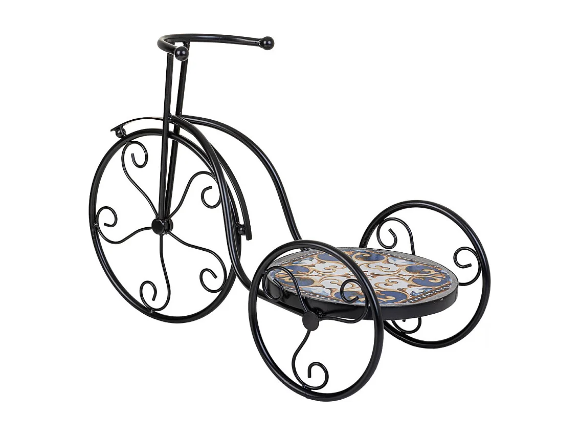 Fahrradständer aus schwarzem Mosaik und Schmiedeeisen 53x23,5x36h cm