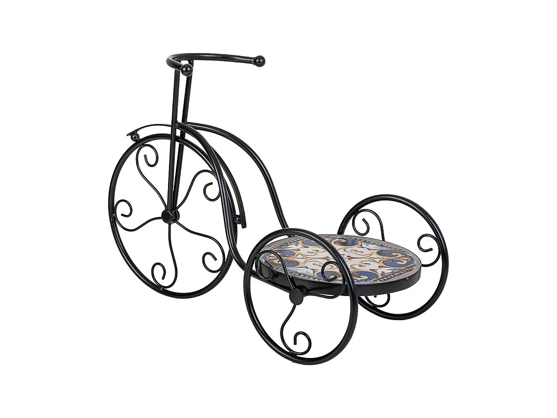Support à vélo en mosaïque noire et fer forgé 53x23,5x36h cm