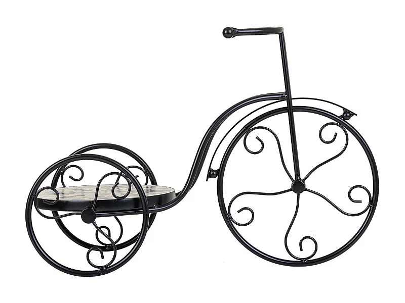 Fahrradständer aus schwarzem Mosaik und Schmiedeeisen, 53 x 23,5 x 36 h cm