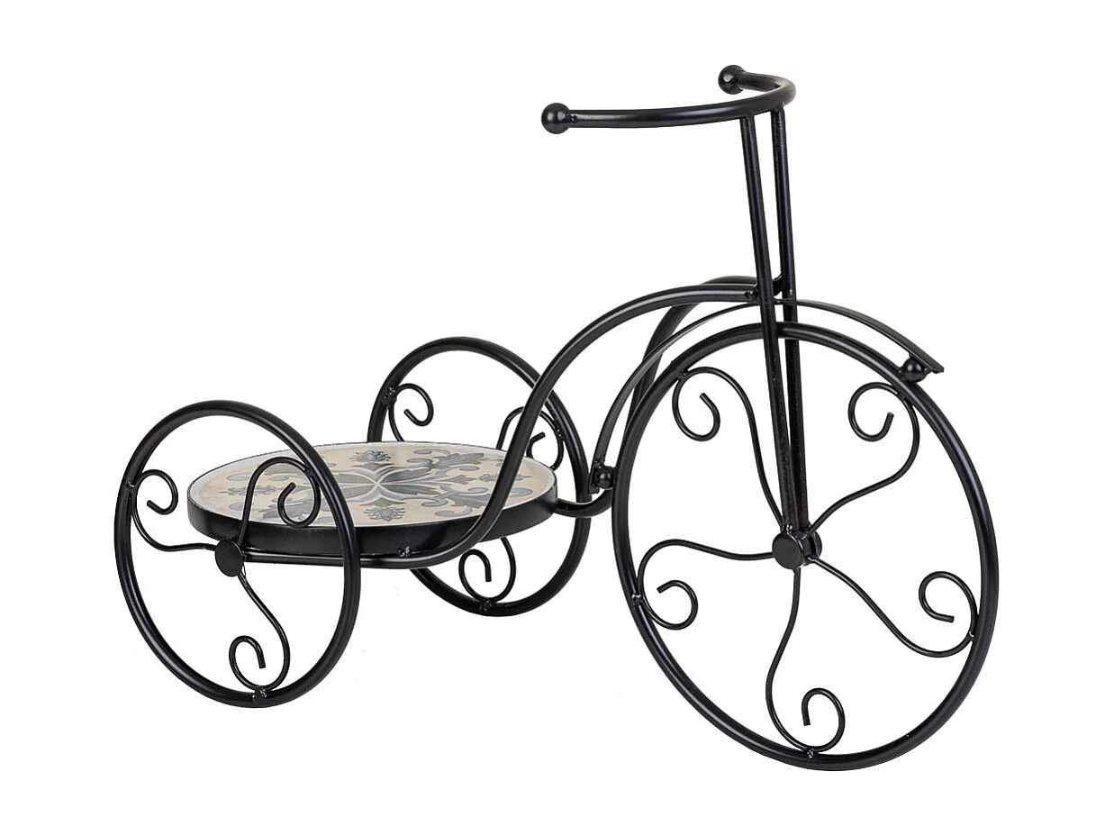 Fahrradständer aus schwarzem Mosaik und Schmiedeeisen, 53 x 23,5 x 36 h cm