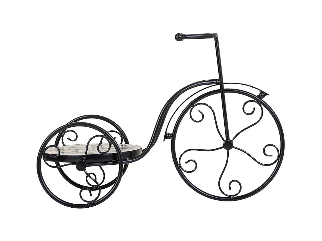 Support vélo en mosaïque et fer forgé noir 53x23.5x36h