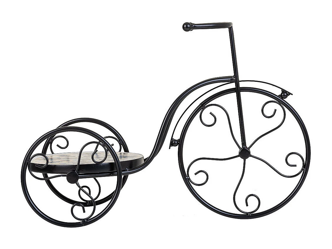 FahrradstÃ¤nder aus schwarzem Mosaik und Schmiedeeisen, 53 x 23,5 x 36 h cm