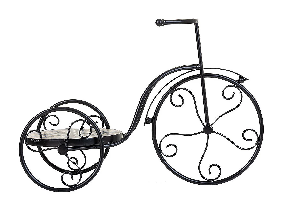 FahrradstÃ¤nder aus schwarzem Mosaik und Schmiedeeisen, 53 x 23,5 x 36 h cm