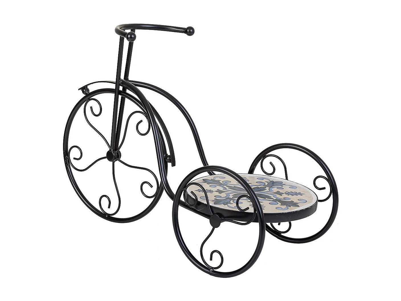 FahrradstÃ¤nder aus schwarzem Mosaik und Schmiedeeisen, 53 x 23,5 x 36 h cm